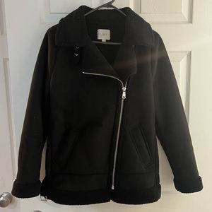 SOLD. Faux fur lined moto jacket